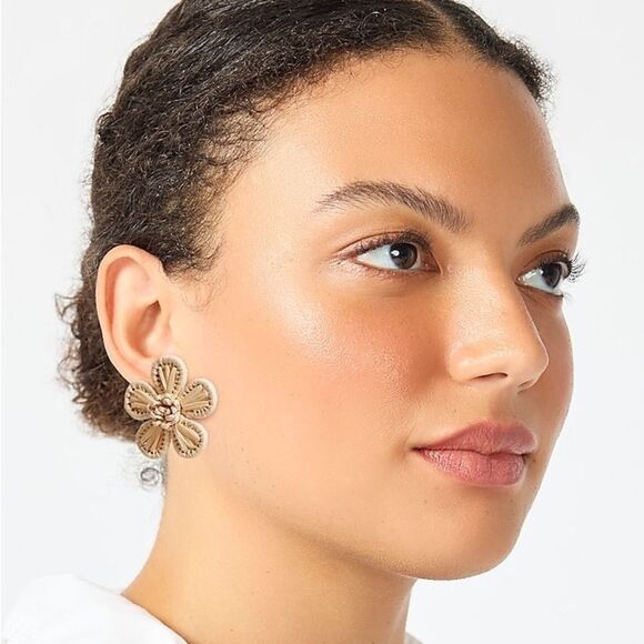 J. Crew Tan Flower Earrings with Textured Petals - Picture 2 of 4
